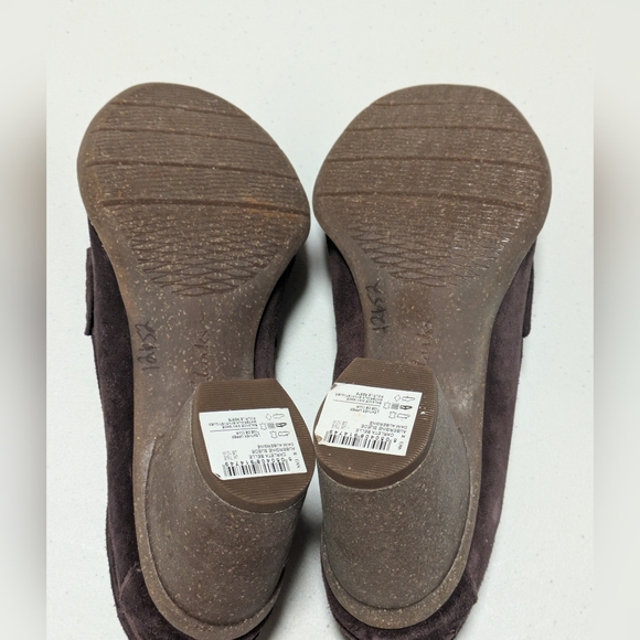 Unstructured By Clark's Purple Suede Penny Loafer Wedge Heel - Picture 8 of 11